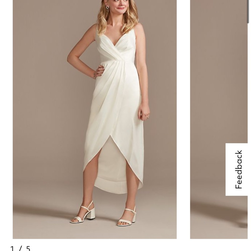hand-pleated satin little white dress